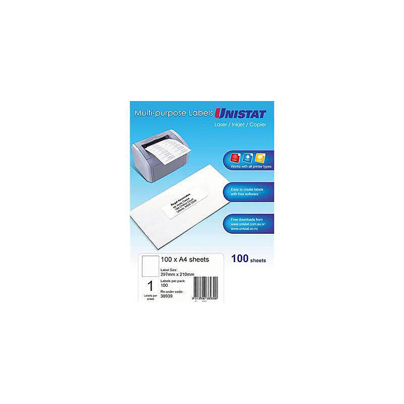 Avery UNI LIP Lbl 1Up 297X210 Pk100