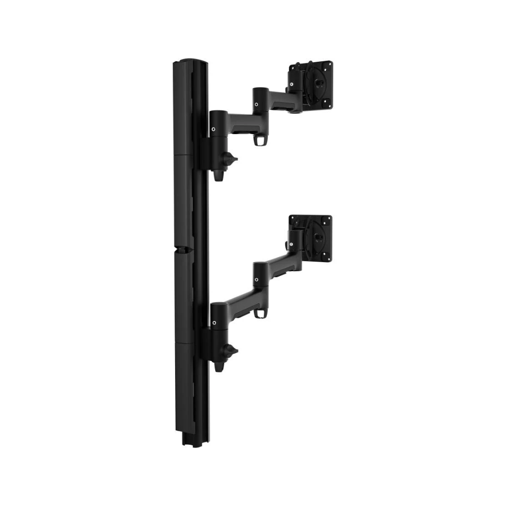 Atdec Dual Stacked Ultrawide Monitor Mount with Swing Arms - Grommet Clamp