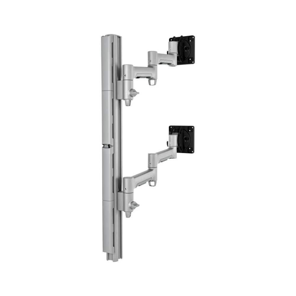 Atdec Dual Stacked Ultrawide Monitor Mount with Swing Arms - Heavy-Duty F-Clamp