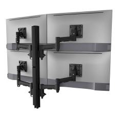 Atdec Quad Monitor Mount on Tall Post - Grommet Clamp - Black