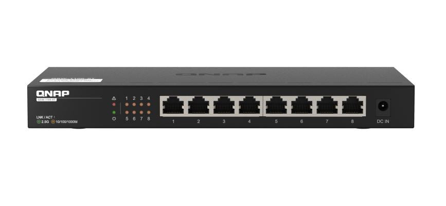 QNAP QSW-1108-8T, 8 port 2.5Gbps auto negotiation (2.5G/1G/100M), Unmanagement Switch, 2 Years Warranty