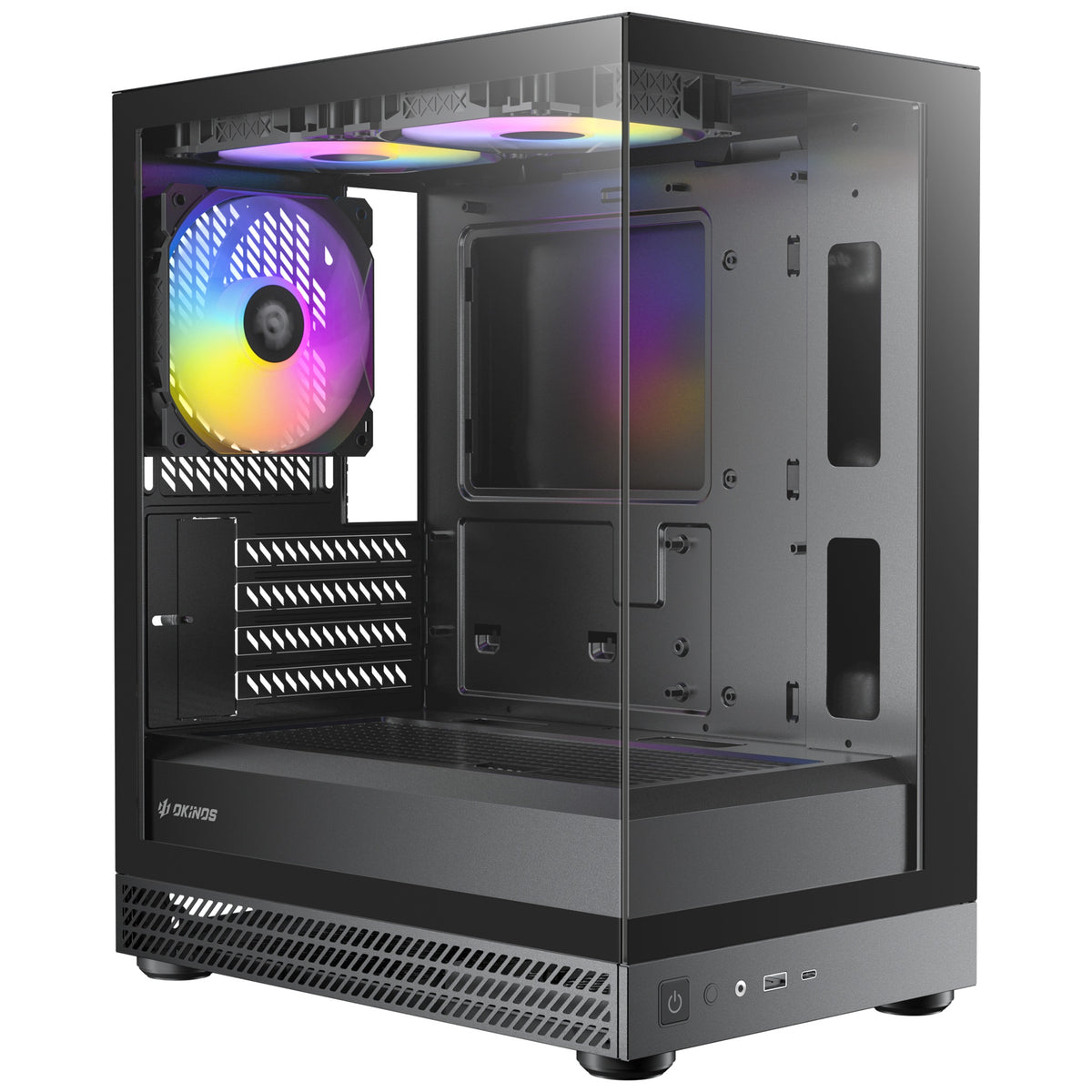 OKINOS AQUA UNO BLACK, Mini Tower, Micro-ATX/ITX, tempered glass, 3×120mm ARGB