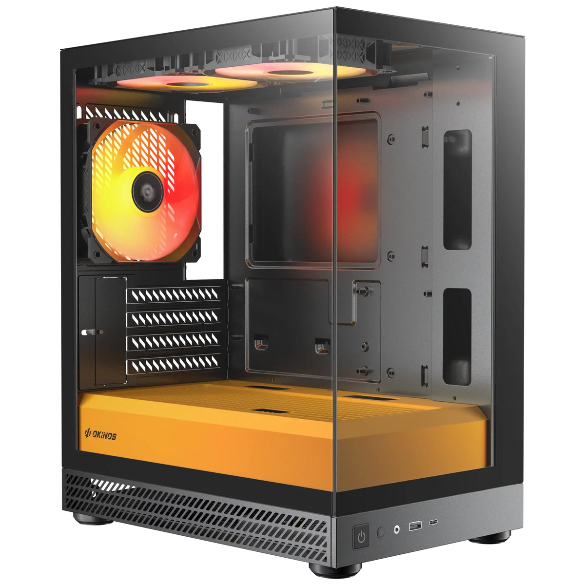 OKINOS AQUA UNO CANARY, Mini Tower, Micro-ATX/ITX, tempered glass, 3×120mm ARGB