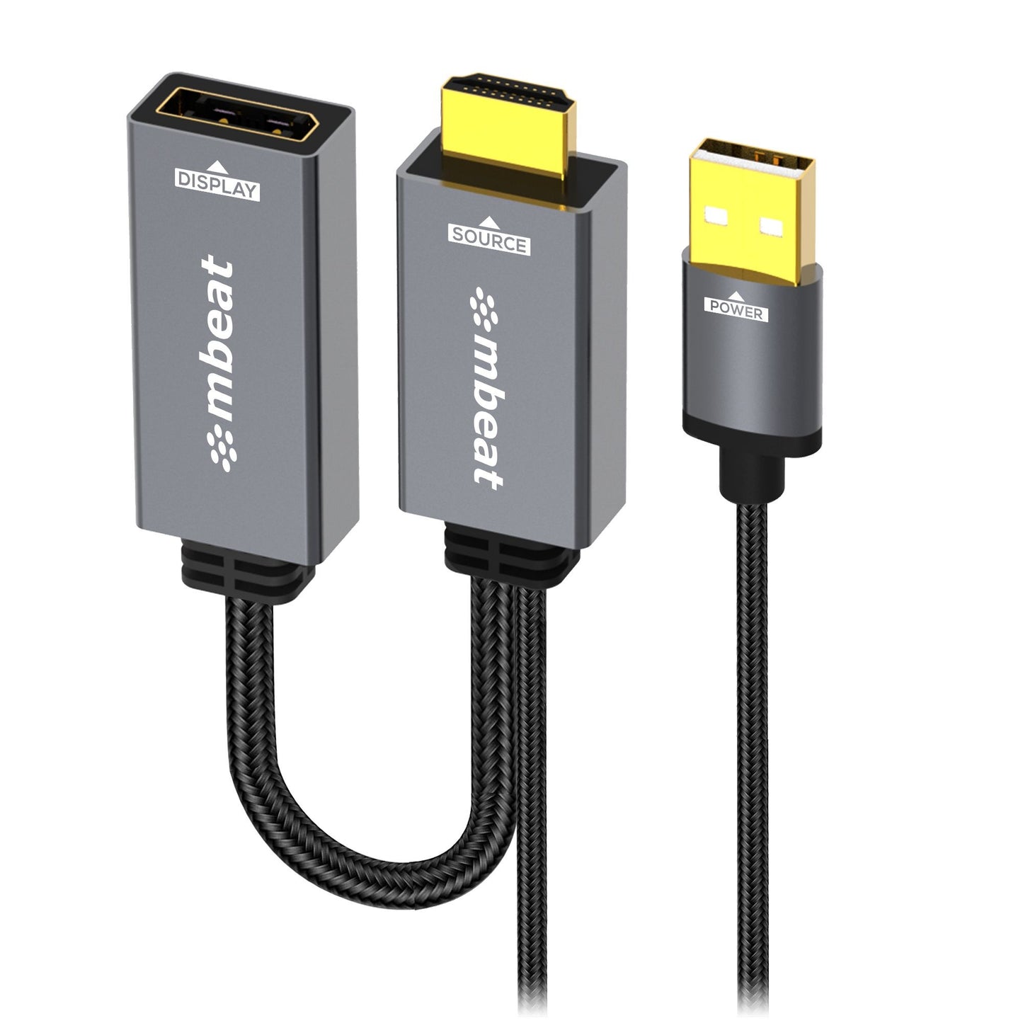 mbeat® Tough Link HDMI to DisplayPort Adapter with USB Power Seamless Signal Transfer Plug-and-Play Convenience Cable Length: 15cm Package