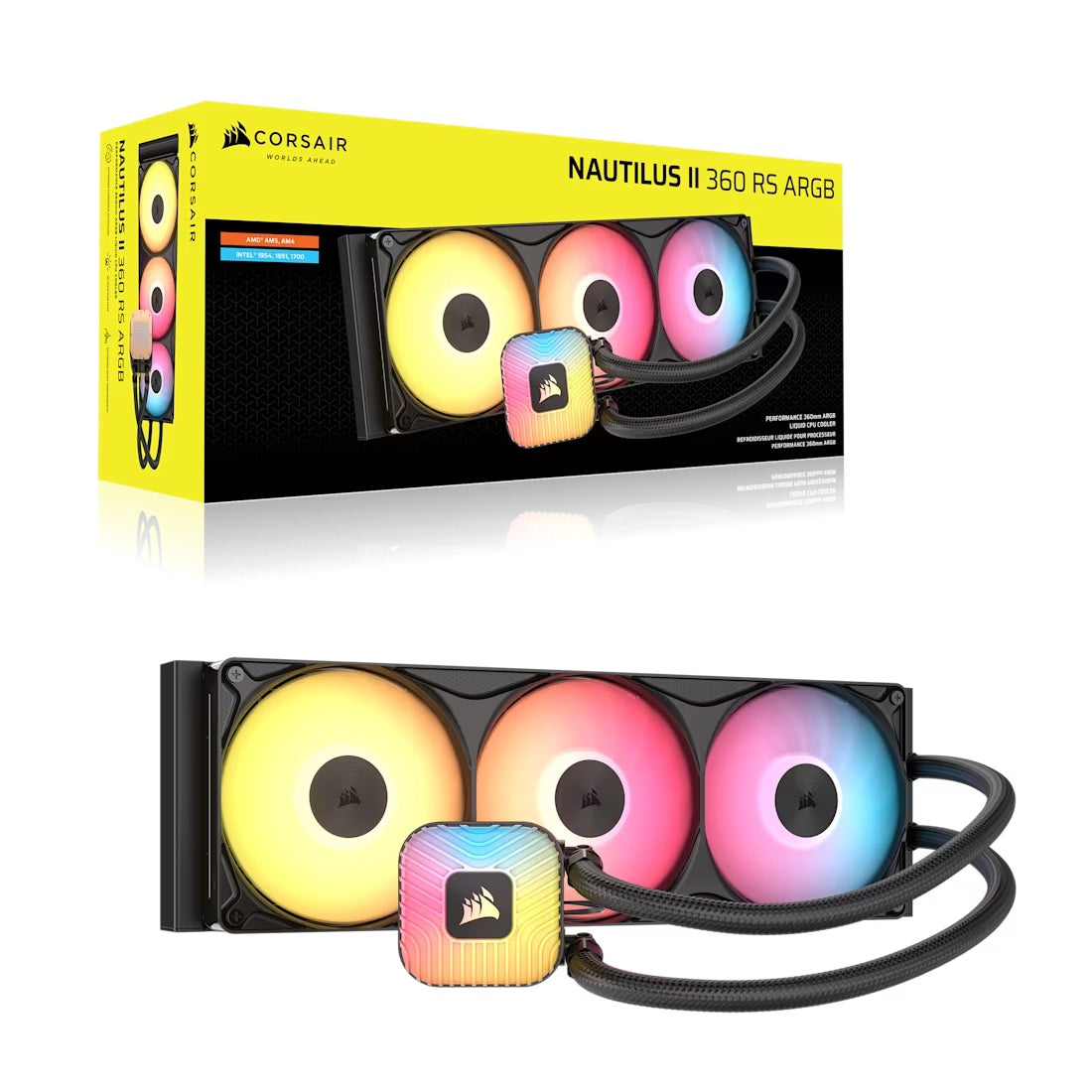 Corsair NAUTILUS II 360 RS ARGB Liquid CPU Cooler - Black, 360mm Rad, FlowDrive