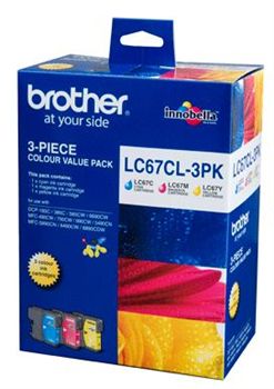 Brother LC-67 Colour Value Pack 1 x Cyan, 1 x Magenta, 1 x Yellow