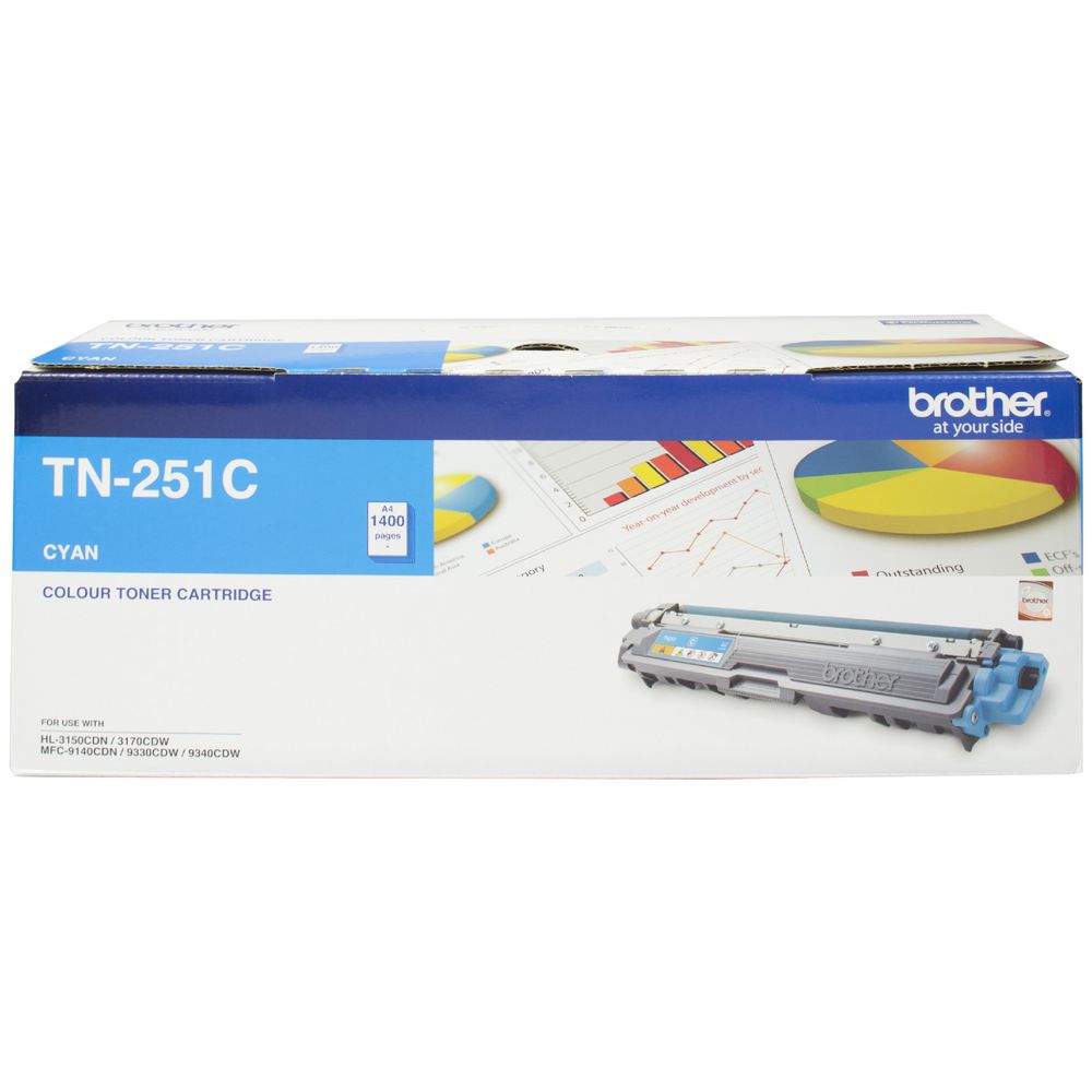 Brother TN-251C CYAN TONER CARTRIDGE TO SUIT HL-3150CDN/3170CDW/MFC-9140CDN/9330CDW/9335CDW/9340CDW /DCP-9015CDW(1,400 Pages)