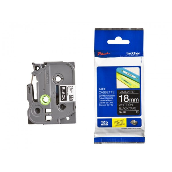 Brother 18mm White on Black TZE Tape