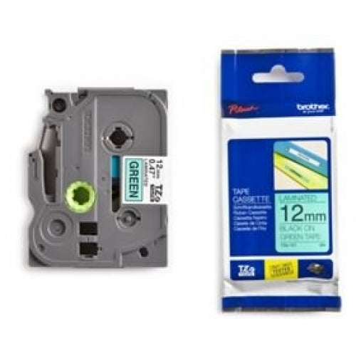 Brother 12mm Blk on Green Tape