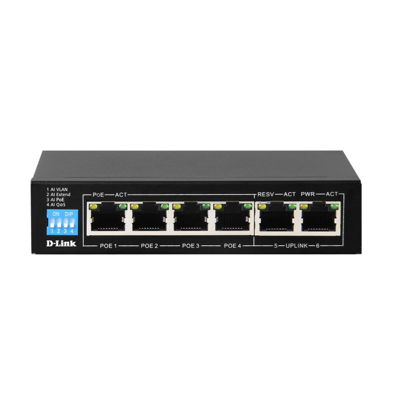 D-Link 6 端口千兆 PoE 交换机