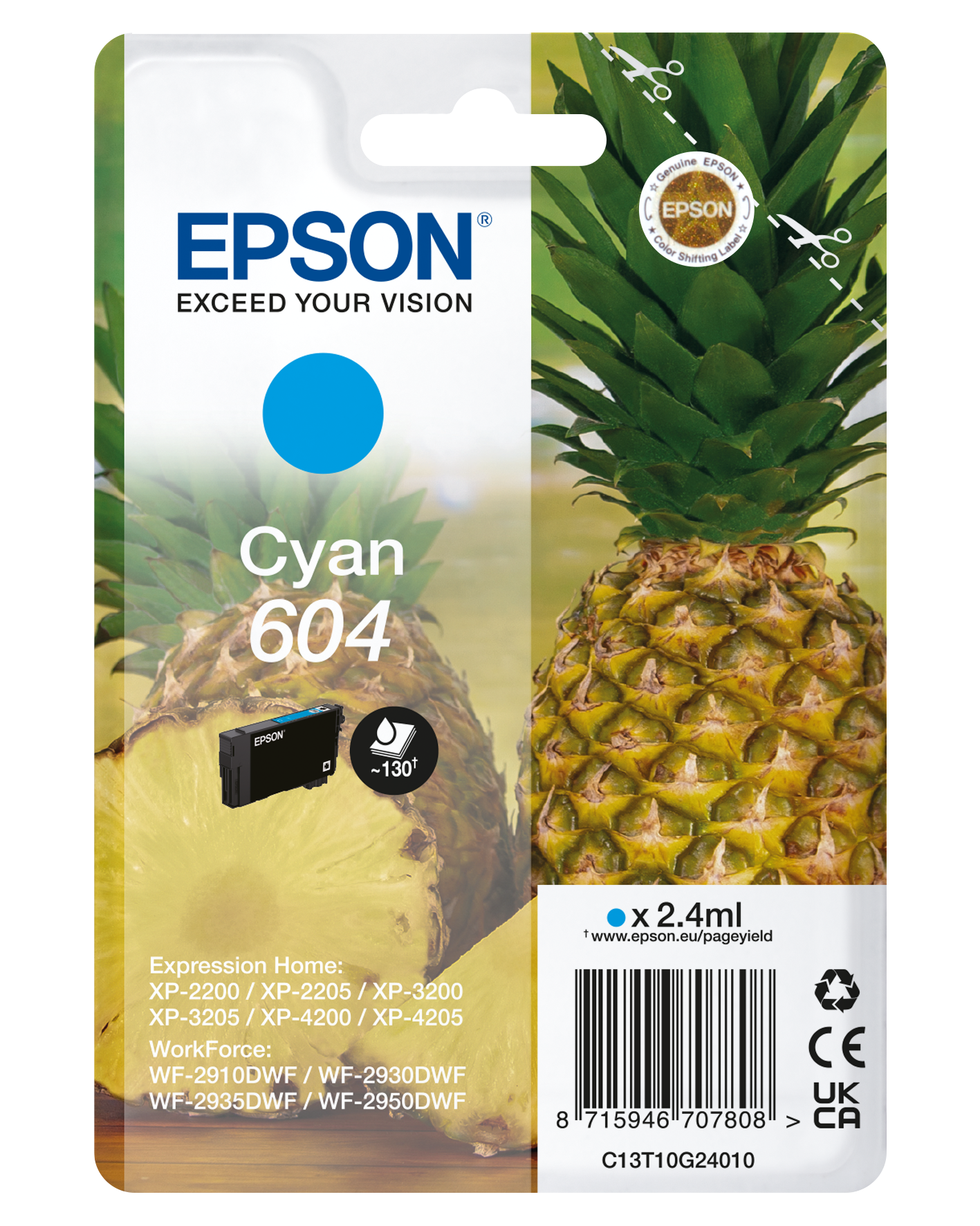 EPSON 604 STD CYAN INK XP-2200 XP-3200 XP-4200 WF-2910 WF-2930 WF-2950