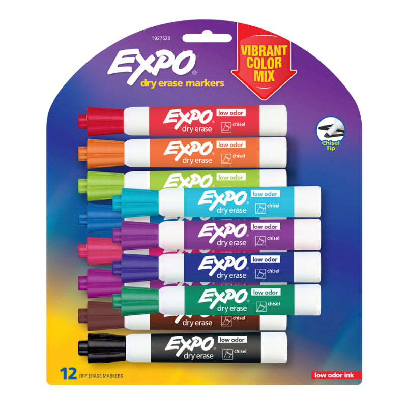 Expo Whiteboard Dry Erase Marker Vibrant Colour Mix - Pack of 12