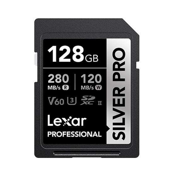 Lexar Professional SILVER PRO 128GB SDXC™ UHS-II Card 128GB—C10, UHS-II(U3), V60, Silver Pro, up to 280MB/s read, 120MB/s write