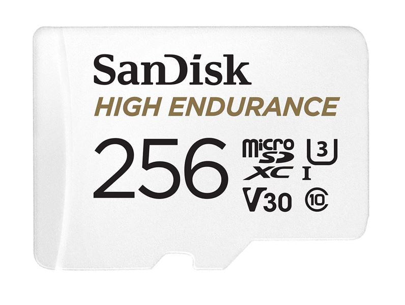 SanDisk High Endurance 256GB microSD 100MB/s 40MB/s 20K hrs 4K UHD C10 U3 V30