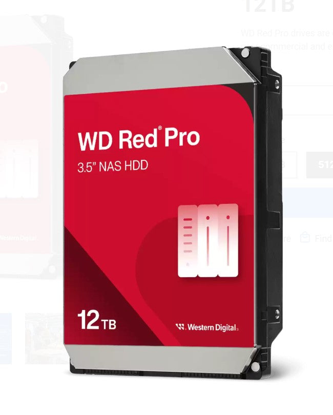 Western Digital WD Red Pro 12TB 3.5' NAS HDD SATA3 7200RPM 256MB Cache 24x7