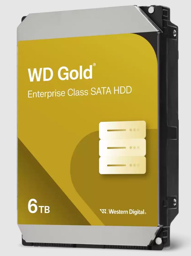 Western Digital Gold 6TB 3.5' Enterprise Class SATA 6 Gb/s HDD 7200 RPM Cache Size 256MB 5-Year Limited Warranty