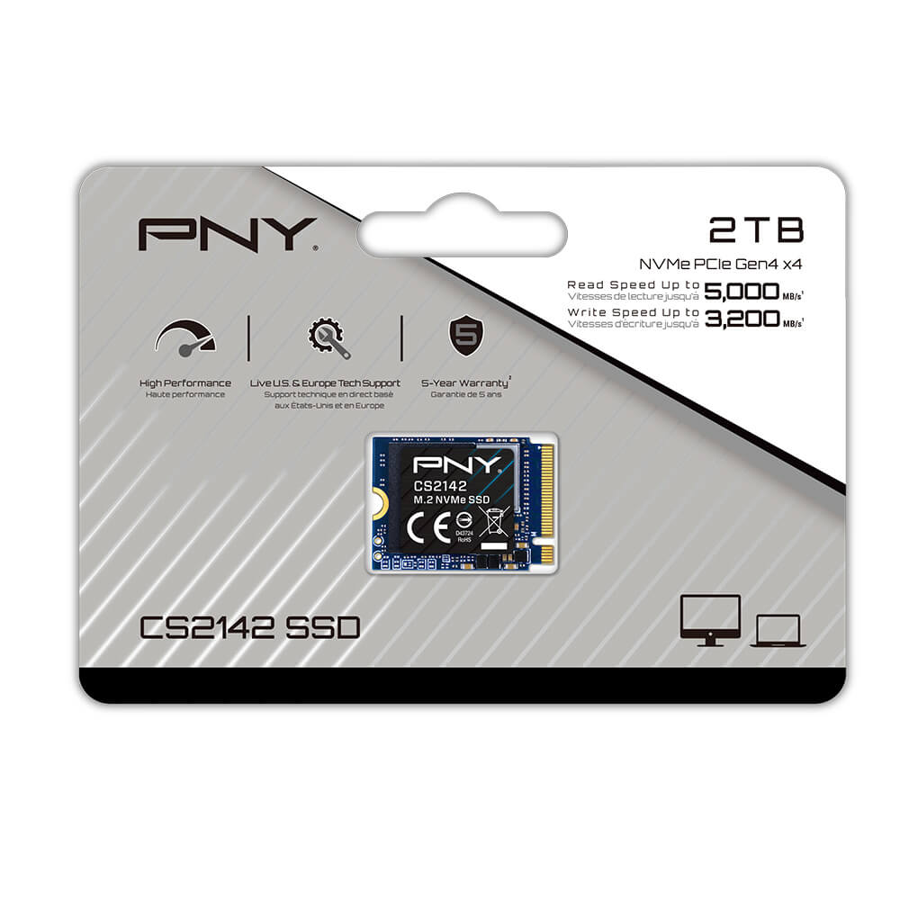 PNY CS2142 2TB PCIe M.2 2230 NVMe Gen4x4 SSD 5,000MB/s 3200MB/s 5yrs