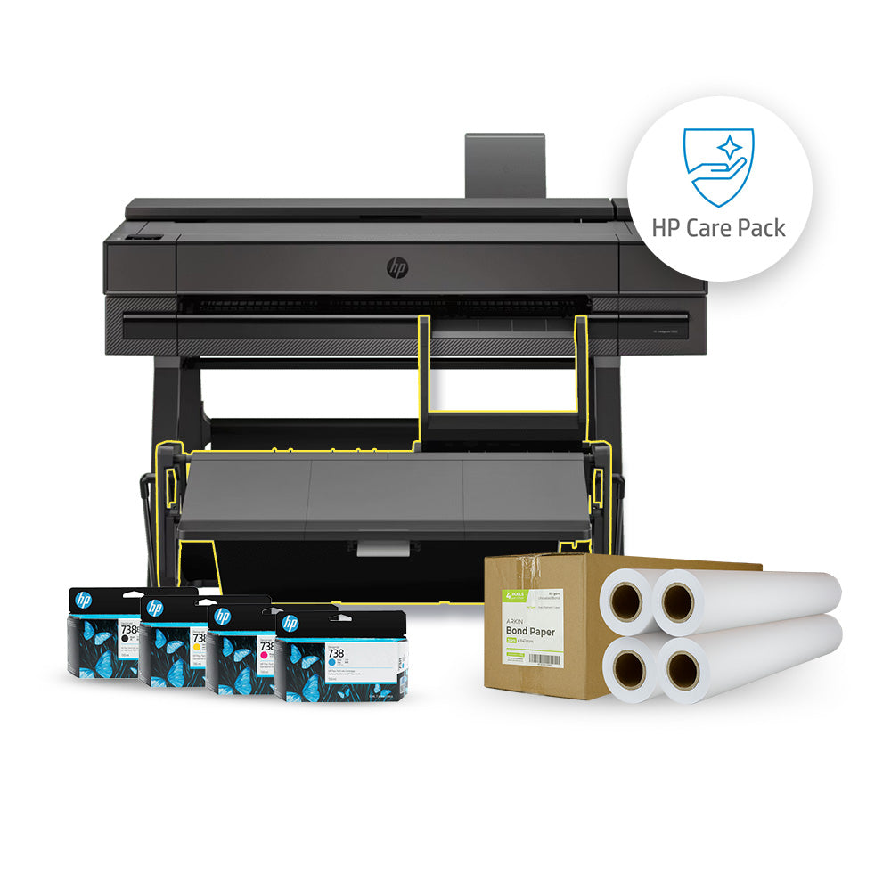 HP DesignJet T850 36-in MFP stacker consumables install 5 yr Carepack