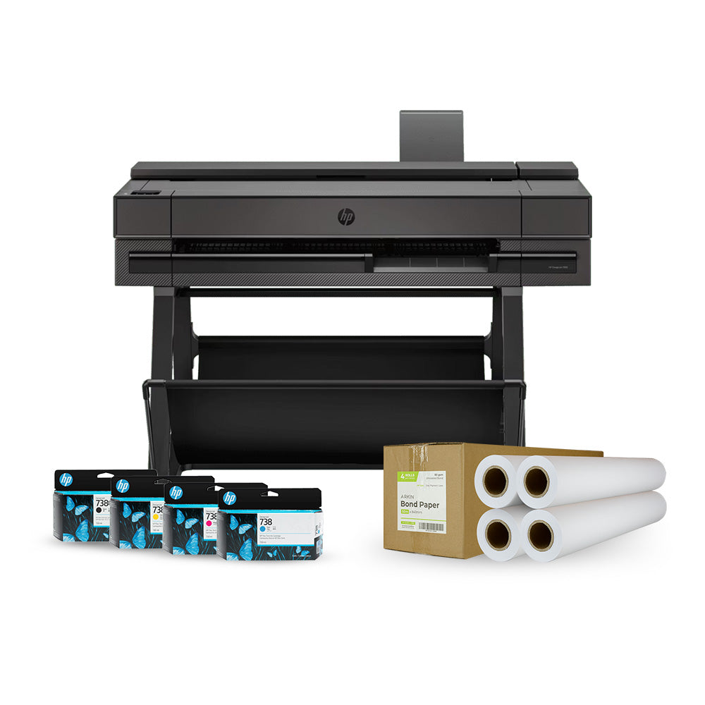 HP DesignJet T850 36-in MFP 1 x ink set 4 tanks 1 box of paper 4x50m rolls