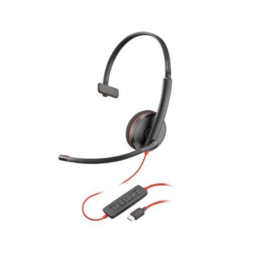 POLY BLACKWIRE 3310 MONAURAL U SB-C HEADSET USB-C/A ADAPTER