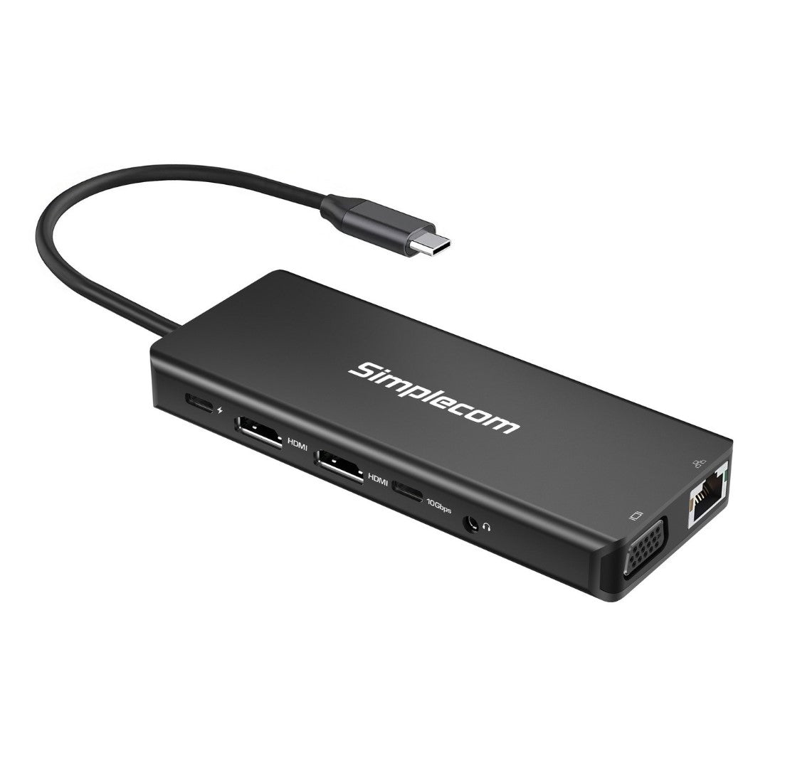 Simplecom CHN613 USB-C 13-in-1 Multiport Docking Station Dual HDMI + VGA Triple