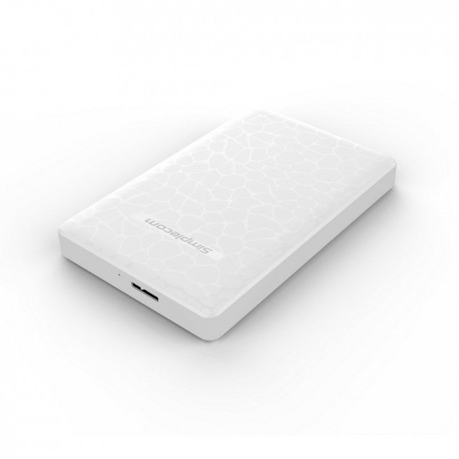Simplecom SE101 Compact Tool-Free 2.5'' SATA to USB 3.0 HDD/SSD Enclosure White Compatible with 7mm and 9.5mm laptop 2.5' SATA HDD/SSD