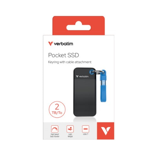 Verbatim 2TB Pocket SSD USB 3.2 Gen 2 2TB Black/Blue, Convenient keyring and