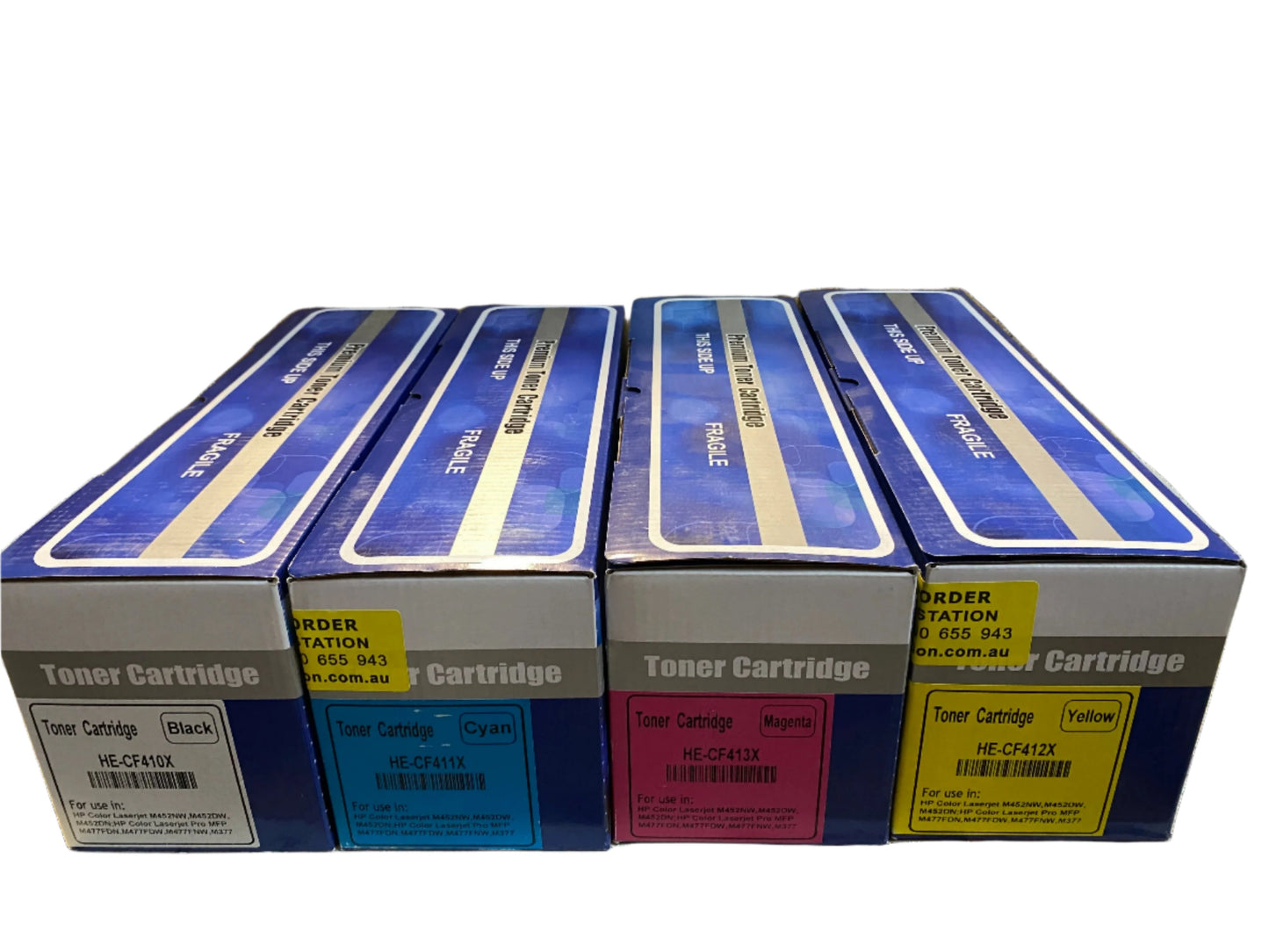 مجموعة حبر CMYK متوافقة مع خرطوشة HP #410X باللون الأسود السماوي والأرجواني والأصفر 410X