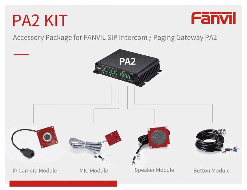 Fanvil PA2 Accessories Kit to suit IPF-PA2, Official Kit For Fanvil PA2 SIP Paging Gateway & Video Intercom.