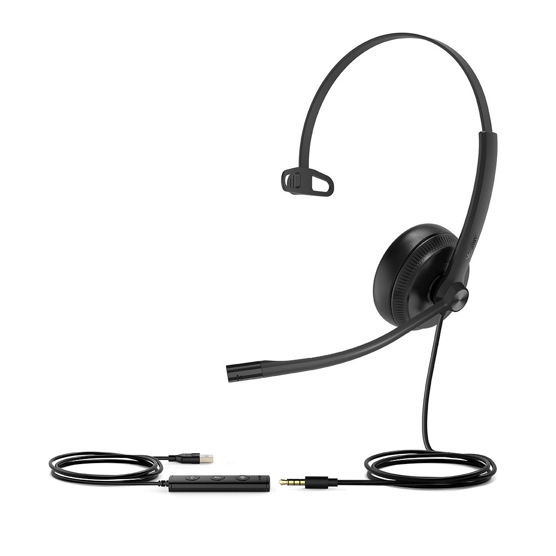 Yealink UH34 Special Edition Mono UC USB Headset, USB-A 3.5mm, Audio Clarity, Noise Cancelling Microphone, Leather Ear Cushions, YHC20 Controller