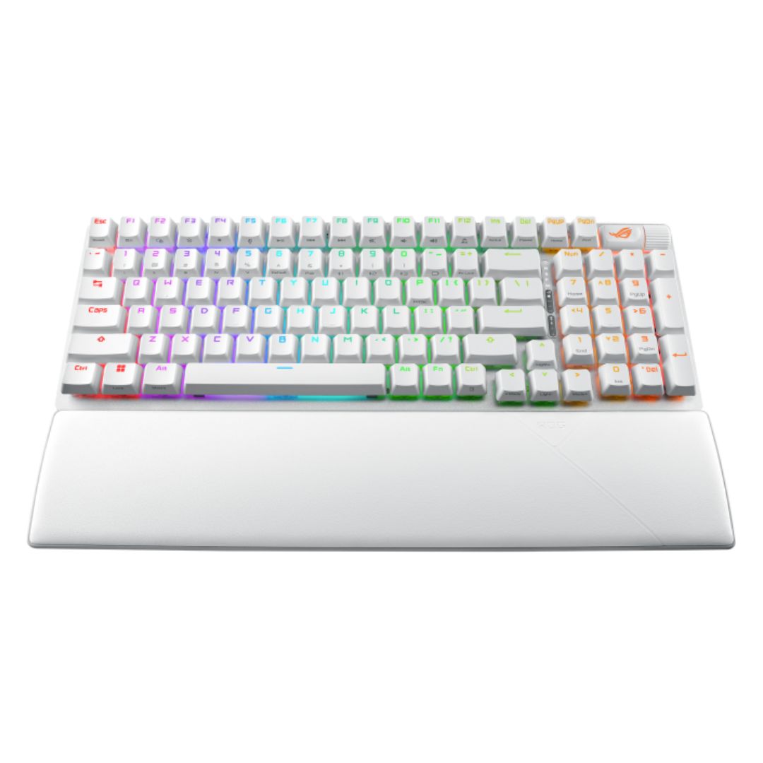ASUS ROG STRIX SCOPE II 96 WL Snow Switch NX Wireless Gaming Mechanical Keyboard, Tri-mode Connection, Streamer hotkeys, PBT Keycaps (White), Quiet