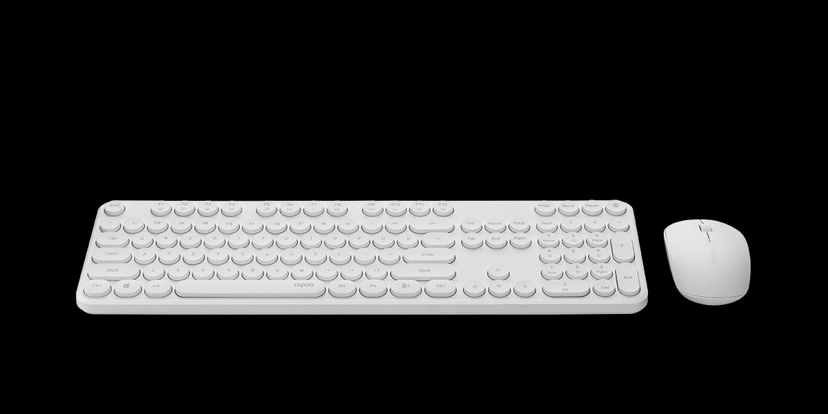 RAPOO X260S Wireless Optical Mouse & Keyboard Black - 2.4G Connection, 10M Range, Spill-Resistant, Retro Style Round Key Cap, 1000DPI - White By order