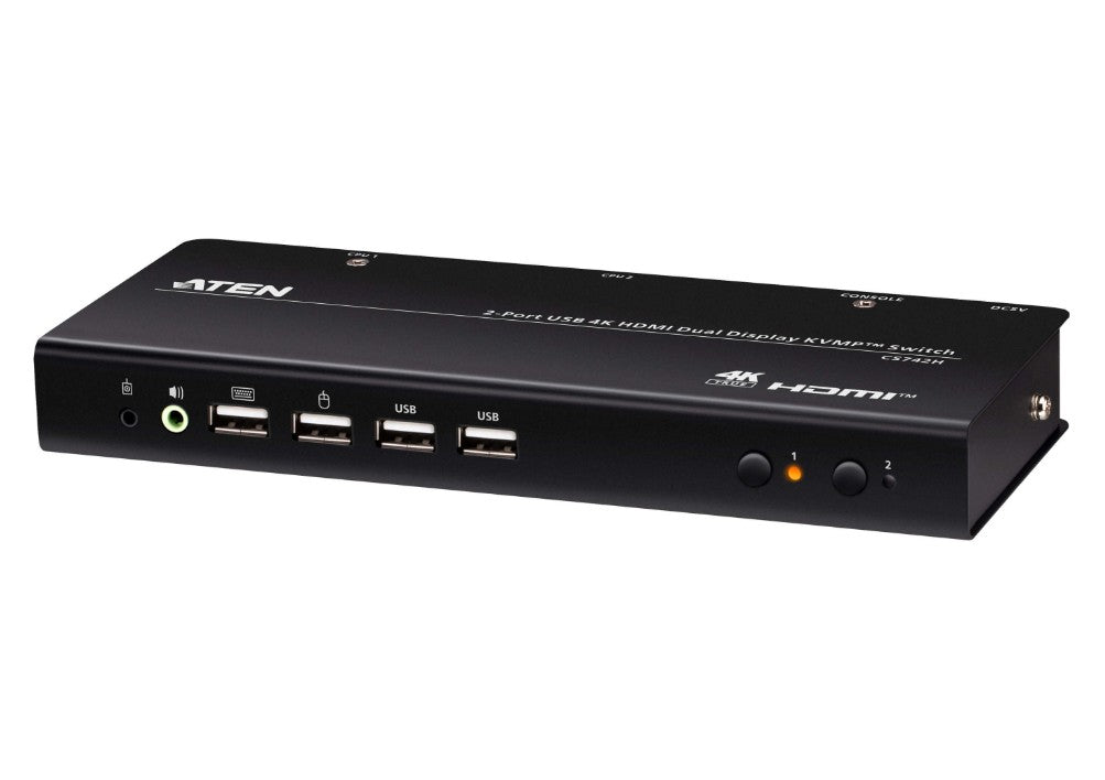 Aten Desktop 2-Port USB 4K HDMI Dual-Display KVMP™ Switch, up to 4096 x 2160 @