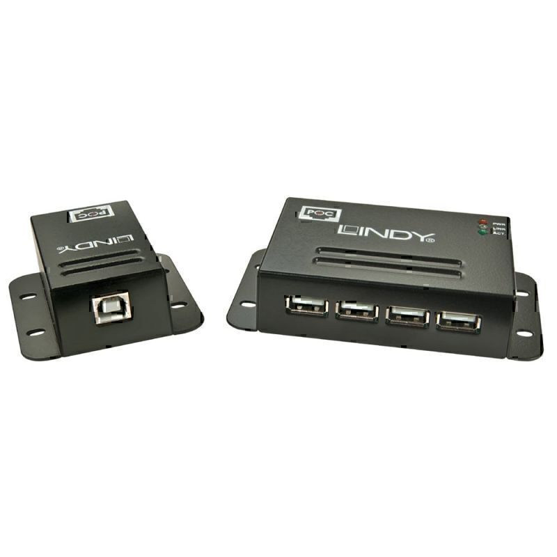 Lindy 50m CAT6 USB2 延长线 4P 集线器