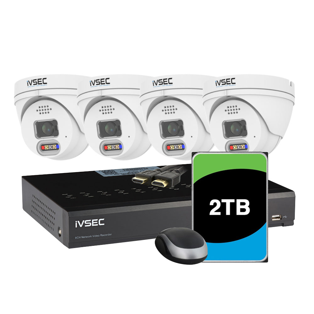 LX SERIES KIT 4 X NC119XA 4MP IP CAM IVNR008XB-2TB 8 x PoE NVR 4K IVS