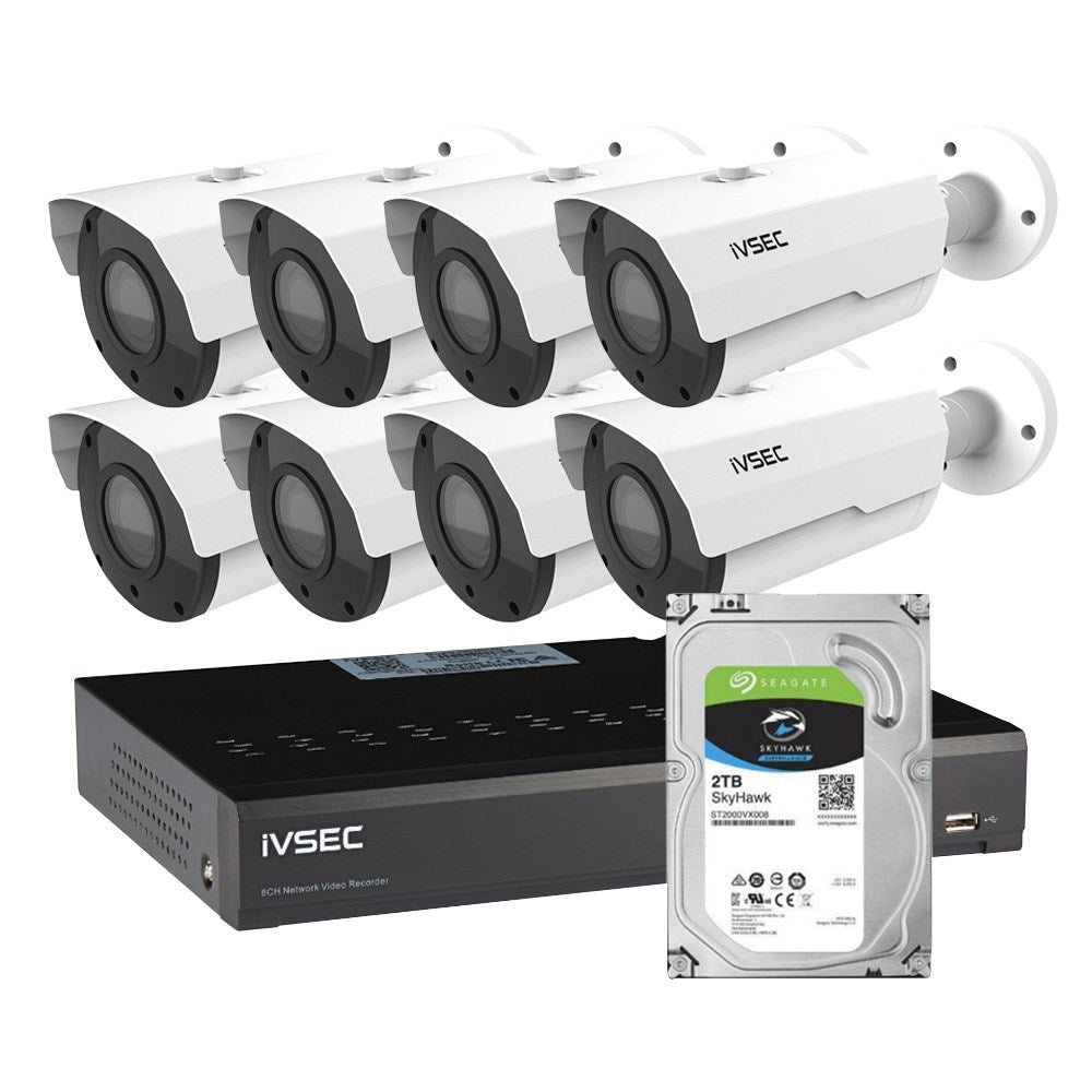 LX SERIES KIT 8 X NC317XC 5MP IP CAM IVNR008XB-2TB 8 x PoE NVR 4K IVS