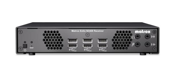 *EX DEMO* Matrox Extio 3 N3408 Transmitter and Receiver Bundle. 1x 3840x2160@60Hz / 4x 1920x1200@60Hz, 4x DisplayPort, 2x USB 2.0, 1x RJ45, 6 MONTH WT