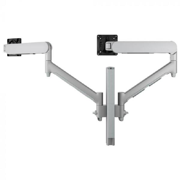 Atdec AWMS-2-D40 Dual Dynamic Monitor Arms on 400mm Post. Max Load: 8kg, Bolt-Through Desk Fixing, VESA up to 100x100. Silver.