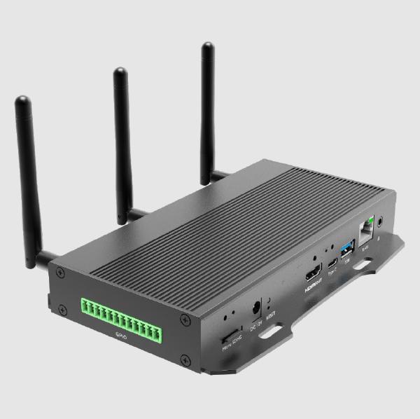 Qbic BXP-320 Premium 4K-UHD Media Player. 4K (3840x2160)@60fps. ARM A72 + A53 1.8GHz CPUs. Mali-T864 GPU. 4GB DDR4. 32GB Storage. Android 12