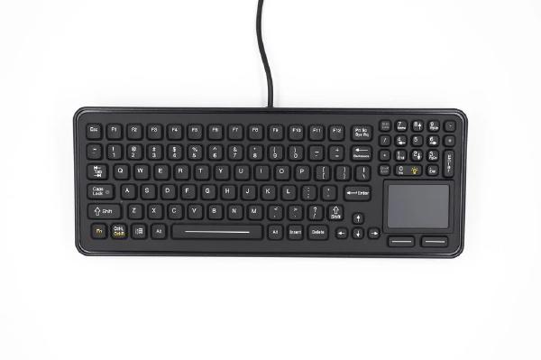 iKey Rugged Keyboard with Integrated Touchpad & Backlighting with PS2 Cable, Black
