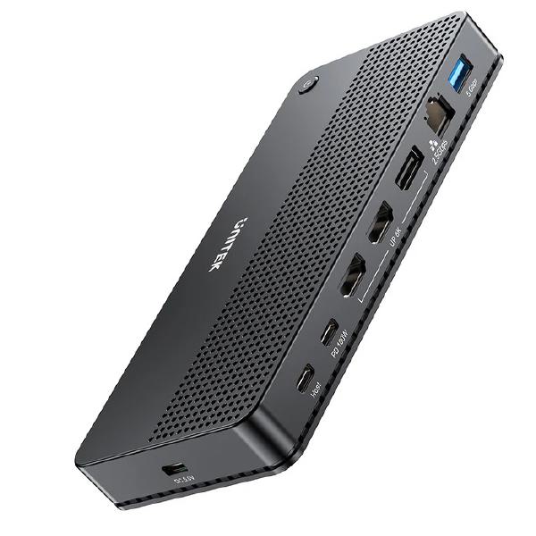 Unitek 13-in-1 USB-C, 8K Universal Docking Station, 30Hz, 2 x HDMI 2.1 + 1 x DP 2.0, 100W, Black