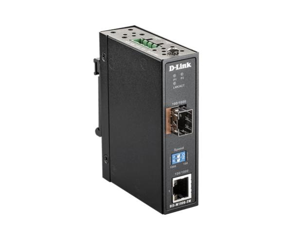 D-Link DIS-M100G, 2-Port Industrial Base-T to SFP Media Converter with 1BASE-T and 1 SFP Port