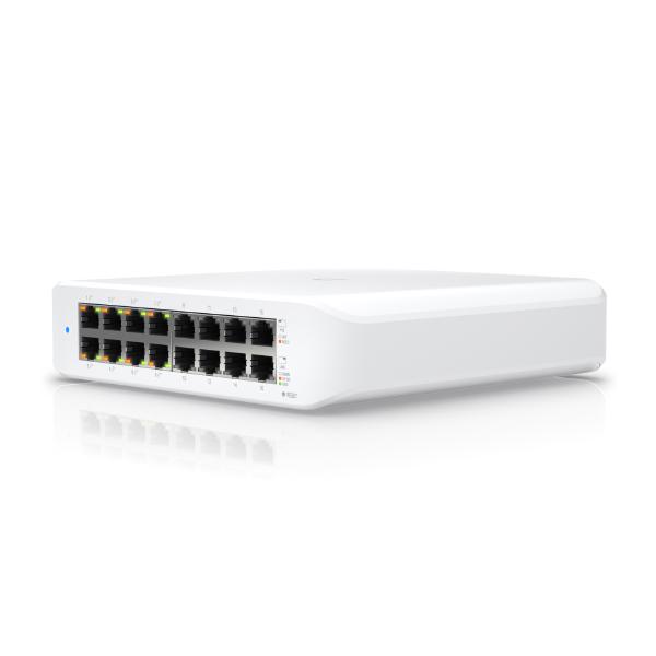 Ubiquiti USW-LITE-16-POE Unifi Lite 16-Port PoE Switch, Layer 2, with 8 PoE+ and 8 Non-PoE Ports, 45w PoE Budget