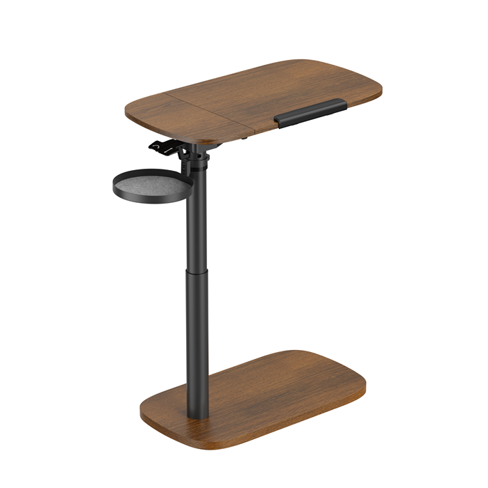 Brateck Storage-Savvy Height Adjustable Mobile Side Table, Gas-Lift Sit-Stand