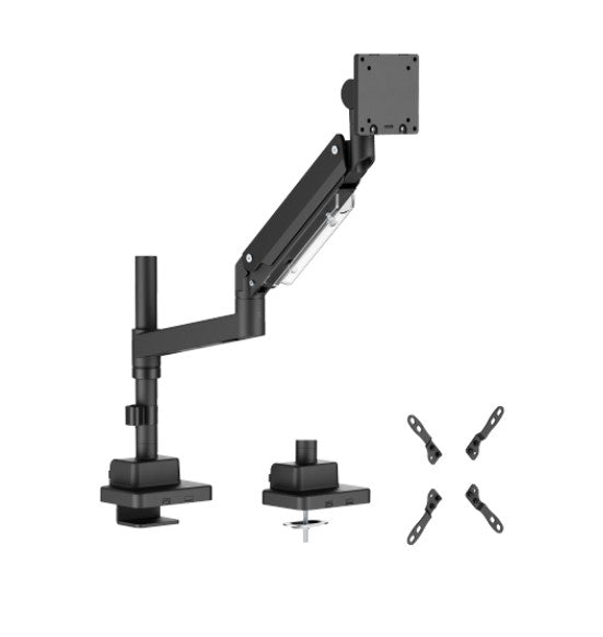 Brateck LDT80-C012P Super Heavy-Duty Pole-Mounted Gas Spring Monitor Arm, Matte Black, Fit Screen Size: 24'-57' Up to 27 KG