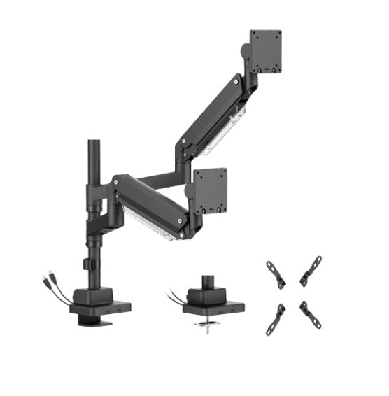 Brateck LDT80-C024UCP Matte Black Super Heavy-Duty Pole-Mounted Gas Spring Dual