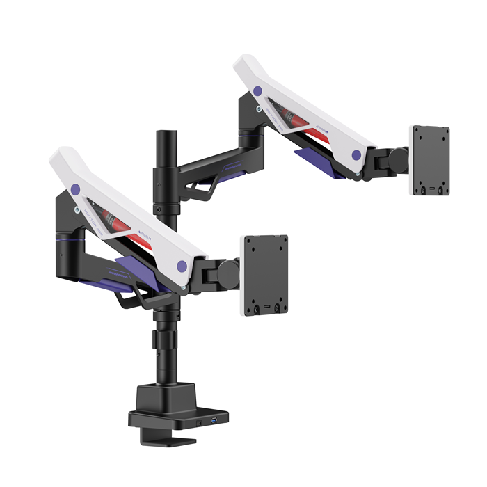 Brateck LDT95-C024UCP Atlas Neo Gaming Pole-Mounted Dual Monitor Arm with USB-A