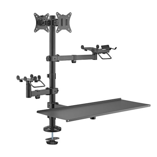 Brateck POS Mounting Solution For Dual Screens (with keyboard tray), Fit Screen Size:17'-32'm, Weight Capacity (per screen): 9kg (LS)