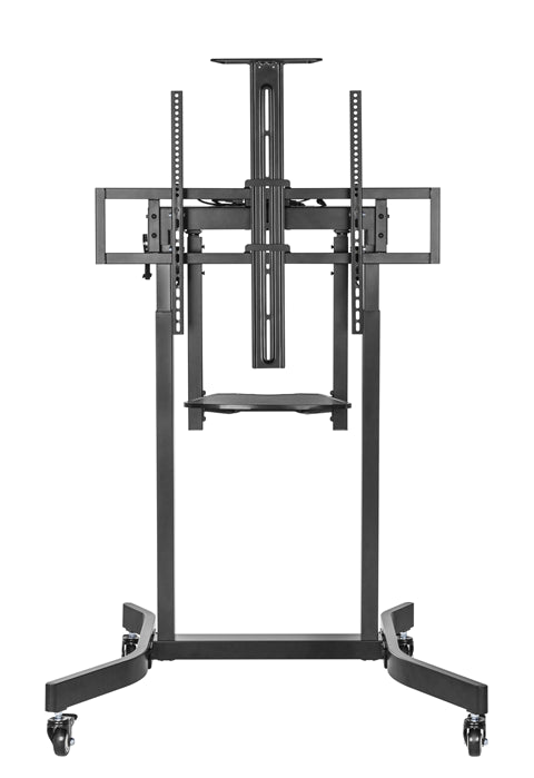 Brateck Deluxe Motorized Large TV Cart with Tilt, Equipment Shelf and Camera Mount Fit 55'-100' Up to 120kg- Matte Black (LS)