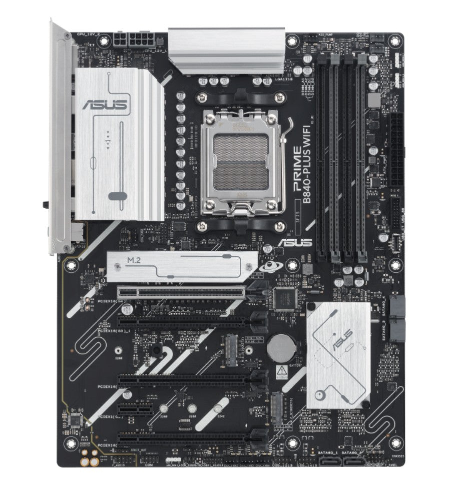 ASUS AMD PRIME B840-PLUS WIFI-CSM (AM5) ATX Motherboard, DDR5 192GB, 1x PCIe 4.0 x16 slot, 3 x M.2 slots, 4x SATA, Wi-Fi 6E, 1 x HDMI, 1 x DP